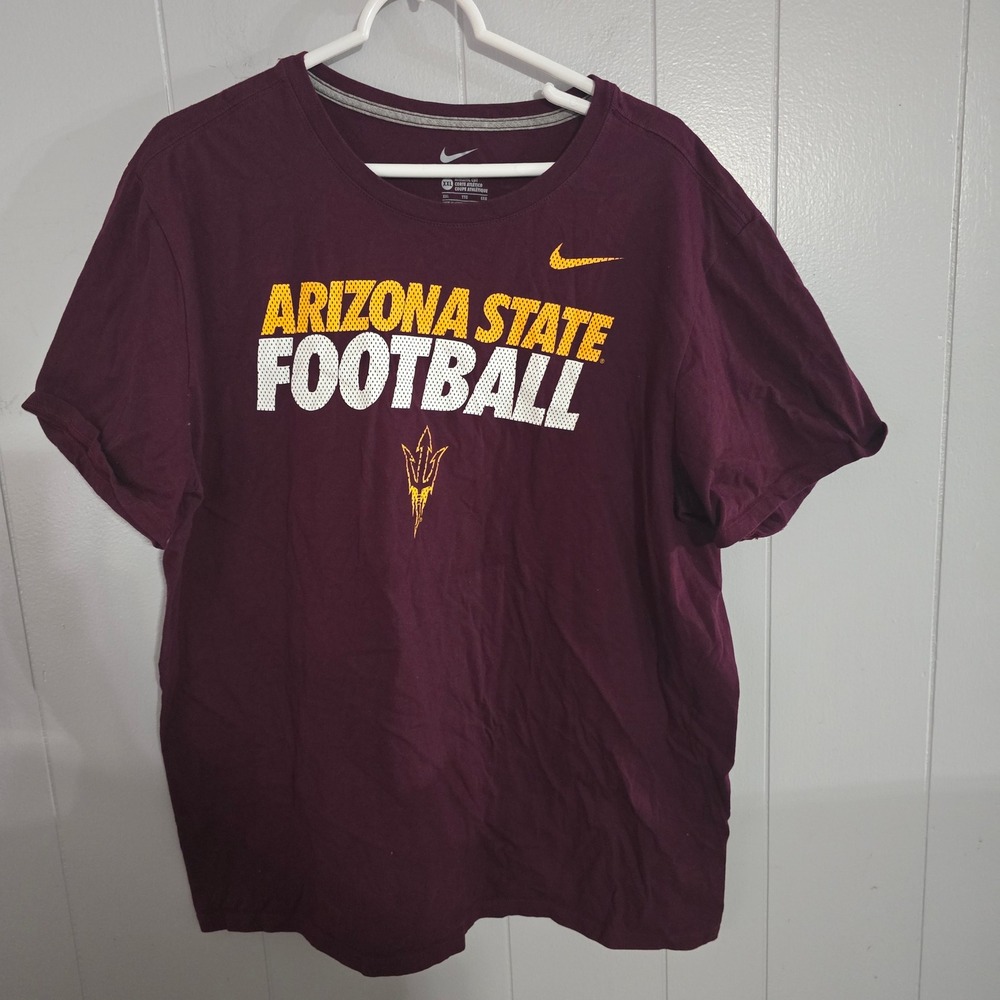 Nike Arizona‎ State Football T-Shirt Mens XXL Maroon Sun Devils NCAA Tee